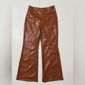 Camel Brown Faux Bootcut Leather Pants